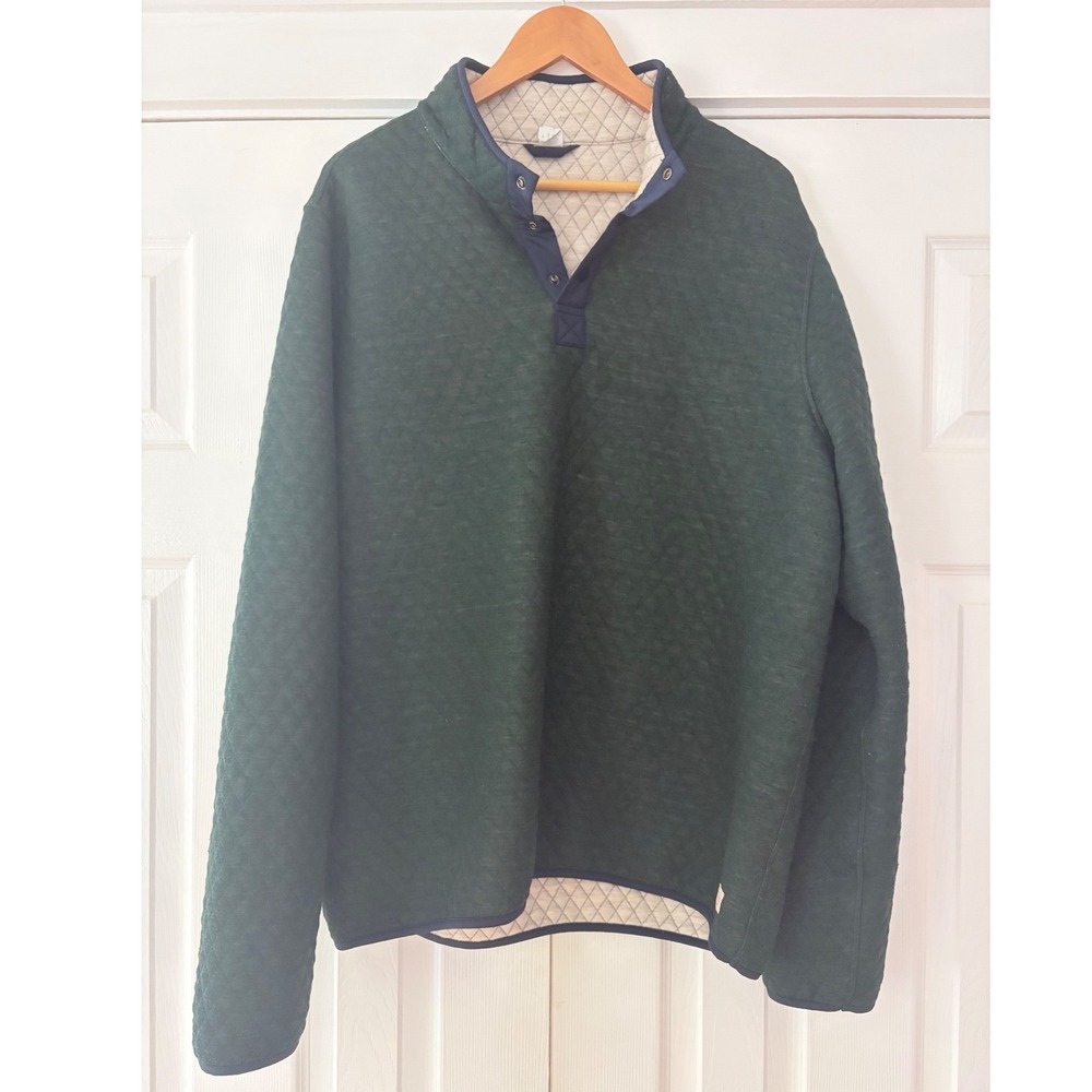 Marine Layer Corbet Quilted‎ Snap Pullover Mens XL Green  10150